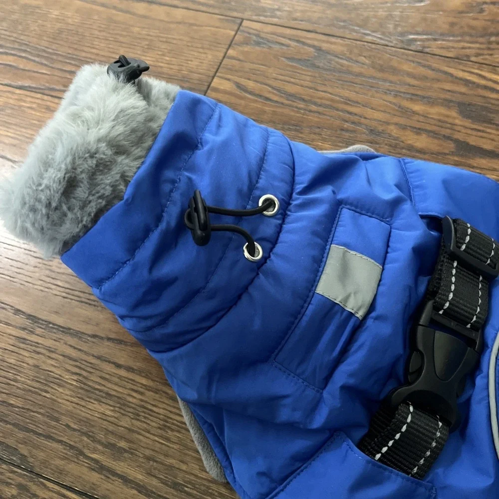 kyeese sherpa lined dog vest coat blue explore the nature Small